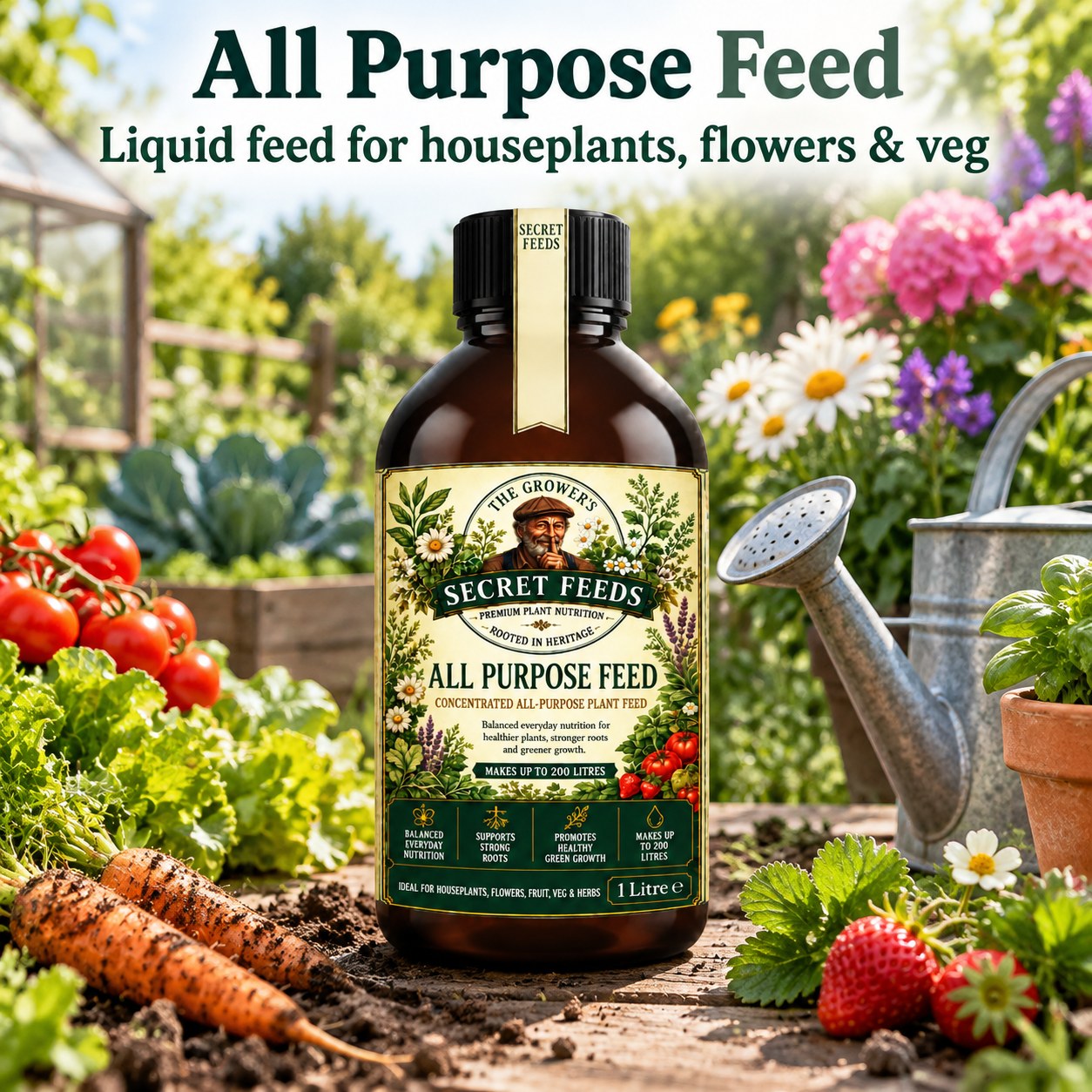 Secret Feeds All Purpose Feed 1 Litre – in use