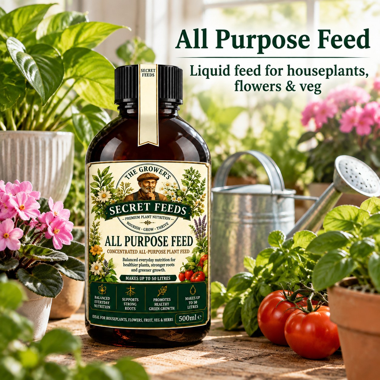 Secret Feeds All Purpose Feed 500ml – in use