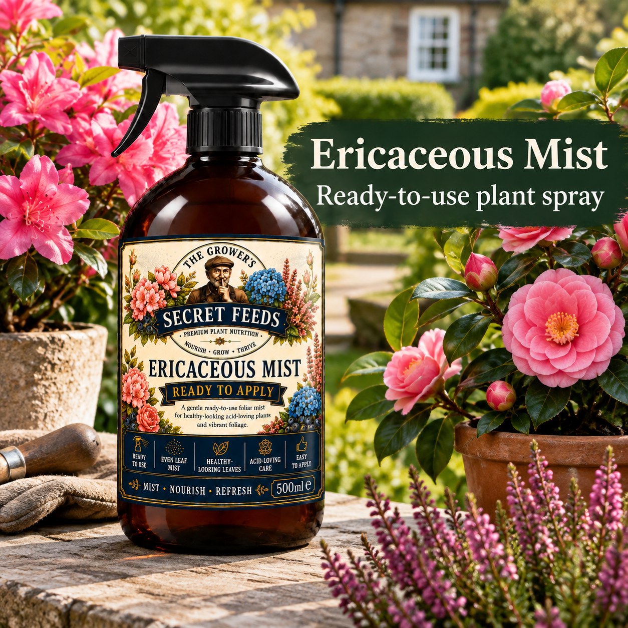 Secret Feeds Ericaceous Mist 500ml – in use