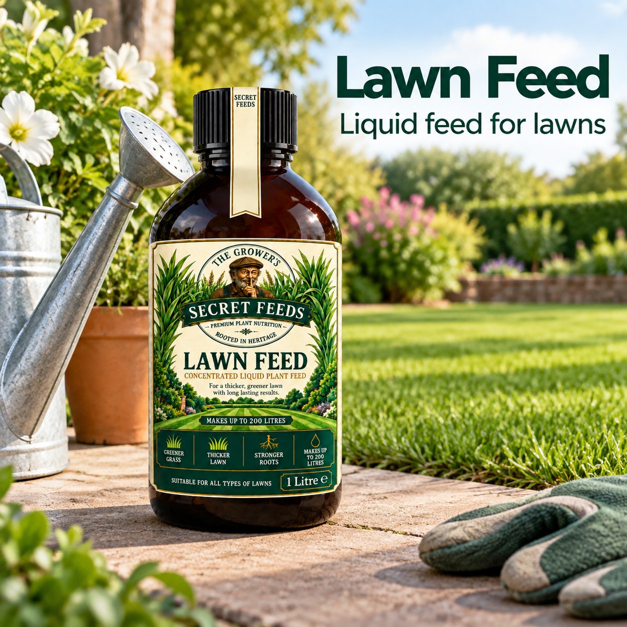 Secret Feeds Lawn Feed 1 Litre – in use