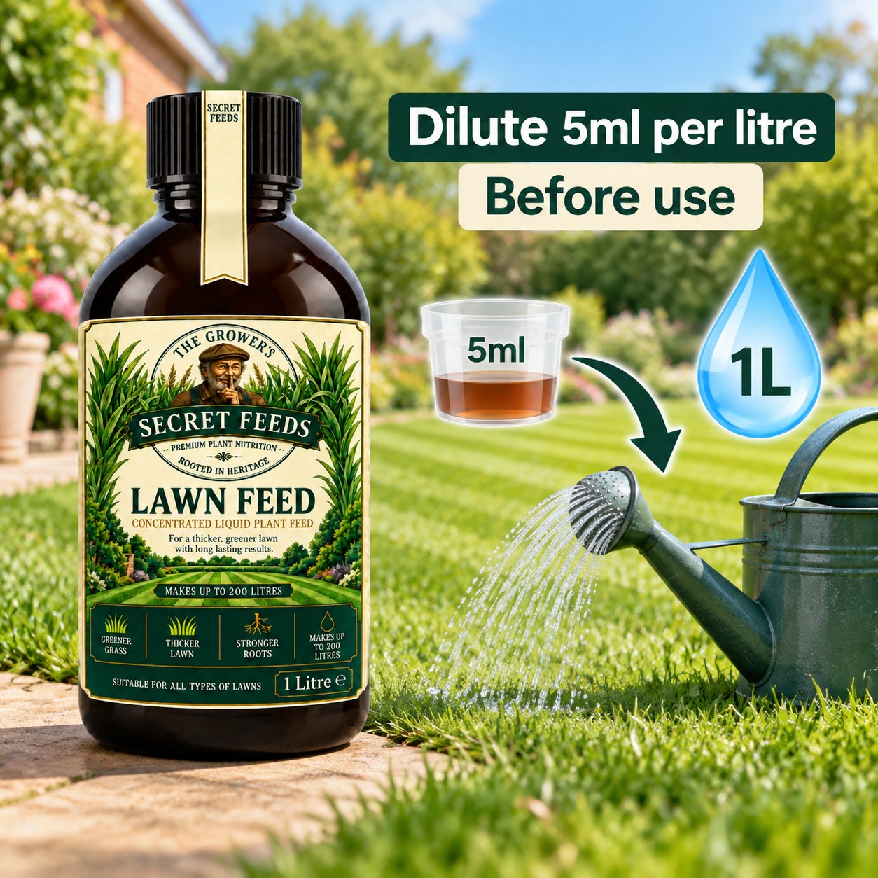 Secret Feeds Lawn Feed 1 Litre – how to use