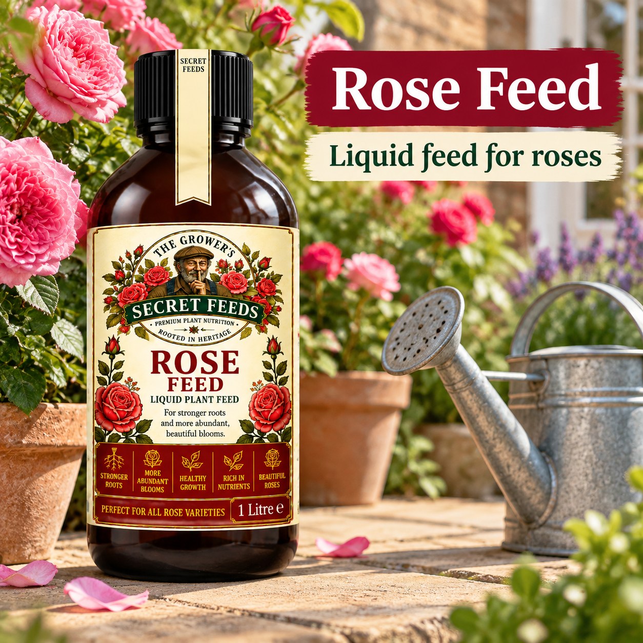 Secret Feeds Rose Feed 1 Litre – in use