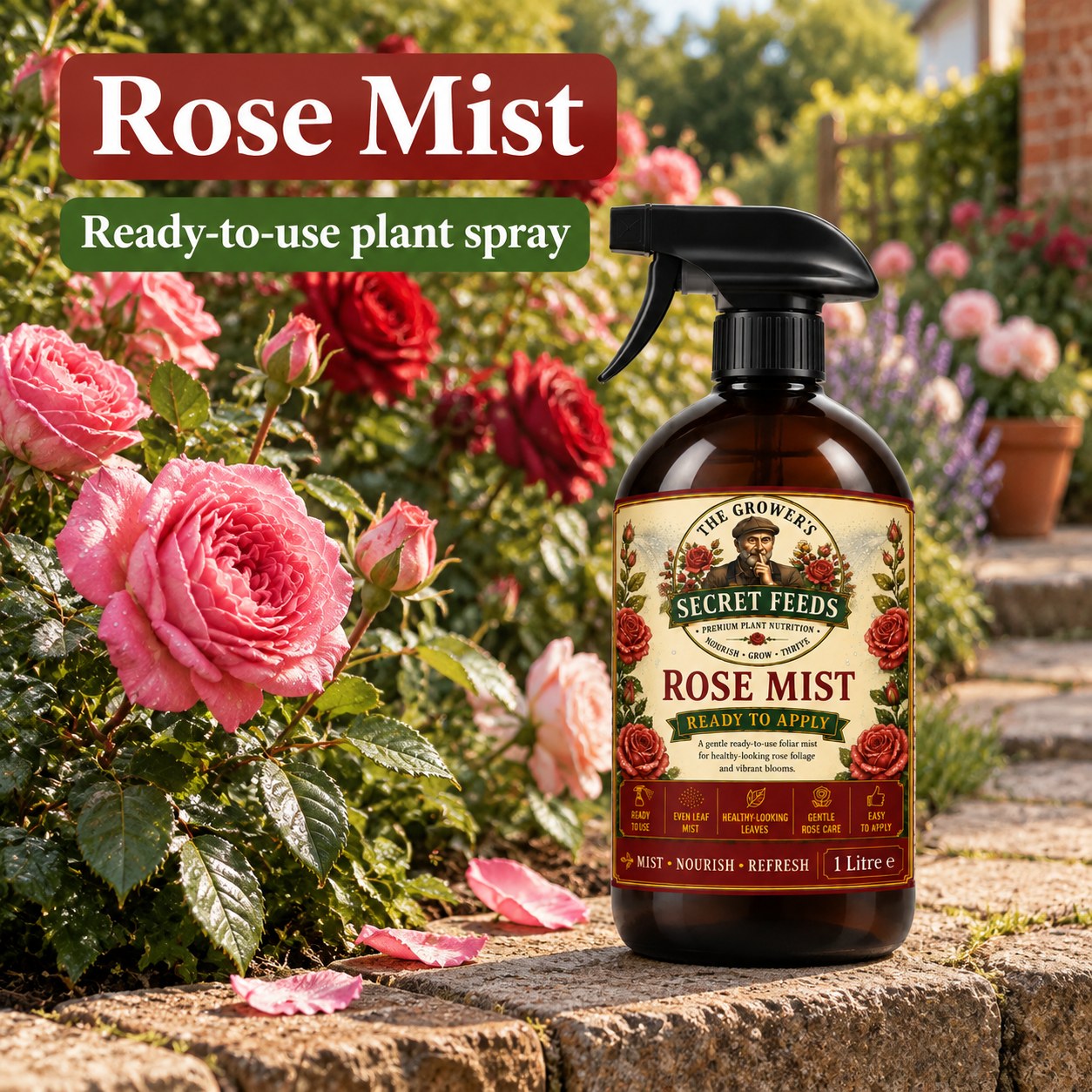 Secret Feeds Rose Mist 1 Litre – in use